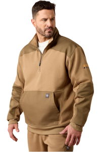 2026 Ariat Herren Rebar Workman Duracanvas 1/4 Zip Sweatshirt 10079171 - Field Khaki