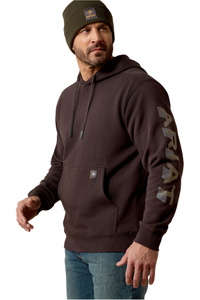 2026 Ariat Mens Rebar Lightweight Logo Hoodie 10079764 - Licorice / Canteen
