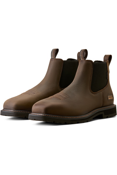 Ariat Mens Groundrancher Chelsea Wide Square Toe Steel Toe Work Boot
