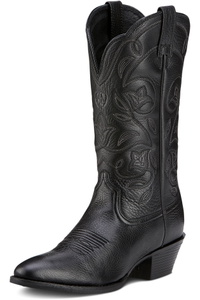 2026 Ariat Womens Heritage R Toe Western Boot 10001037 - Black Deertan