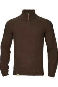 2026 Harkila Homme Vincent Merino Chandail à Fermeture éclair 106081016001 - Demitasse Brown