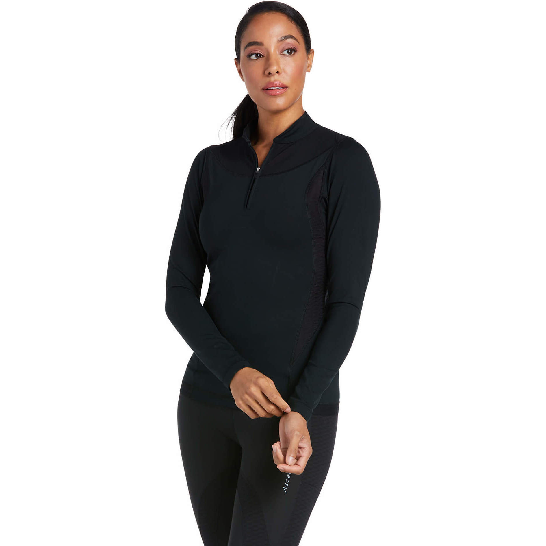 Ariat Womens Ascent 1/4 Zip Long Sleeve Baselayer 10039197 - Black