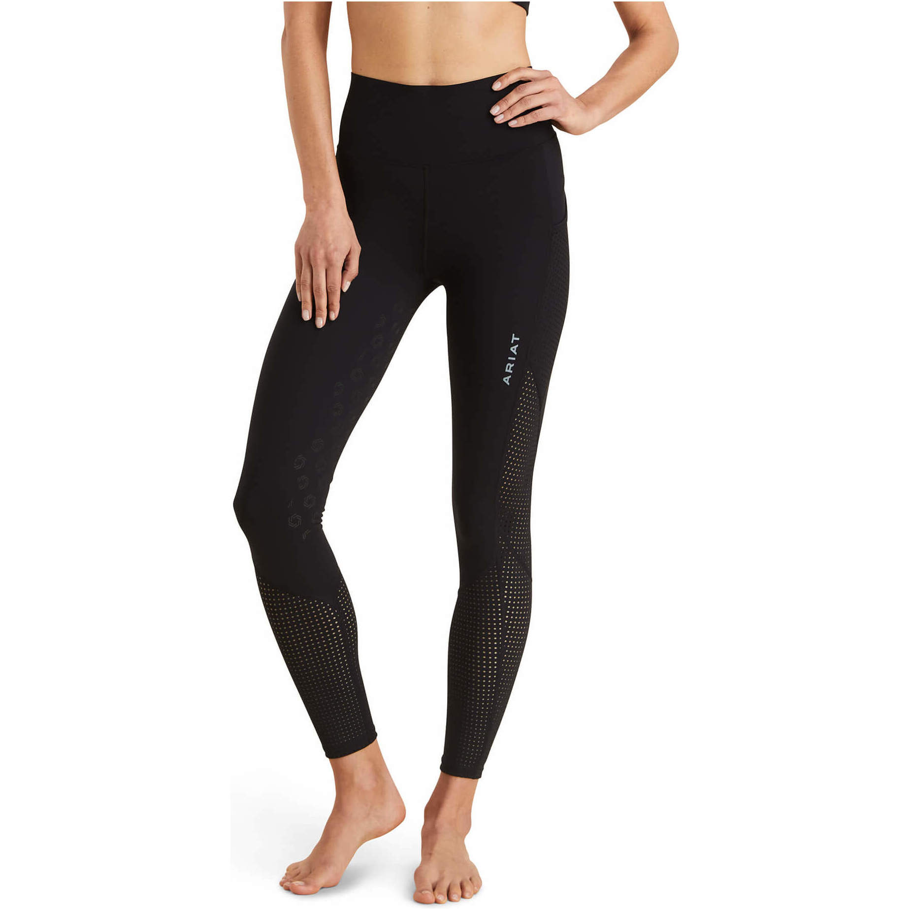 2023 Ariat Womens Breathe Eos Half Grip Recycled Materials Tights 10043401 - Black