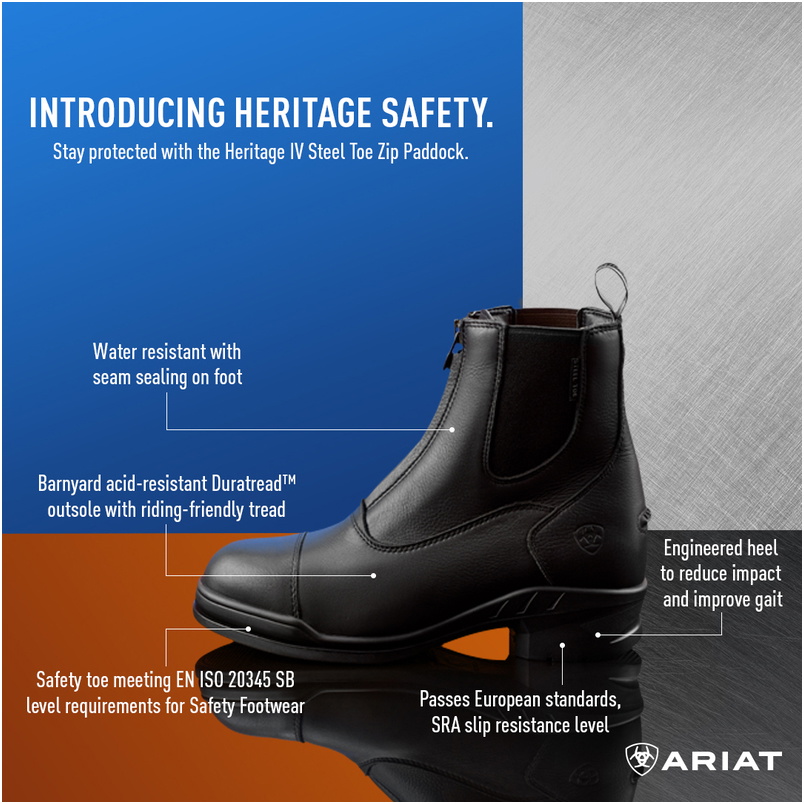 Ariat Damen Heritage IV Reißverschluss H2O Isolierte Stiefel Black