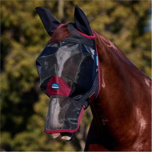 2026 WeatherBeeta Comfitec Fine Mesh Fly Mask With Ears & Nose 1029734 - Black / Burgundy