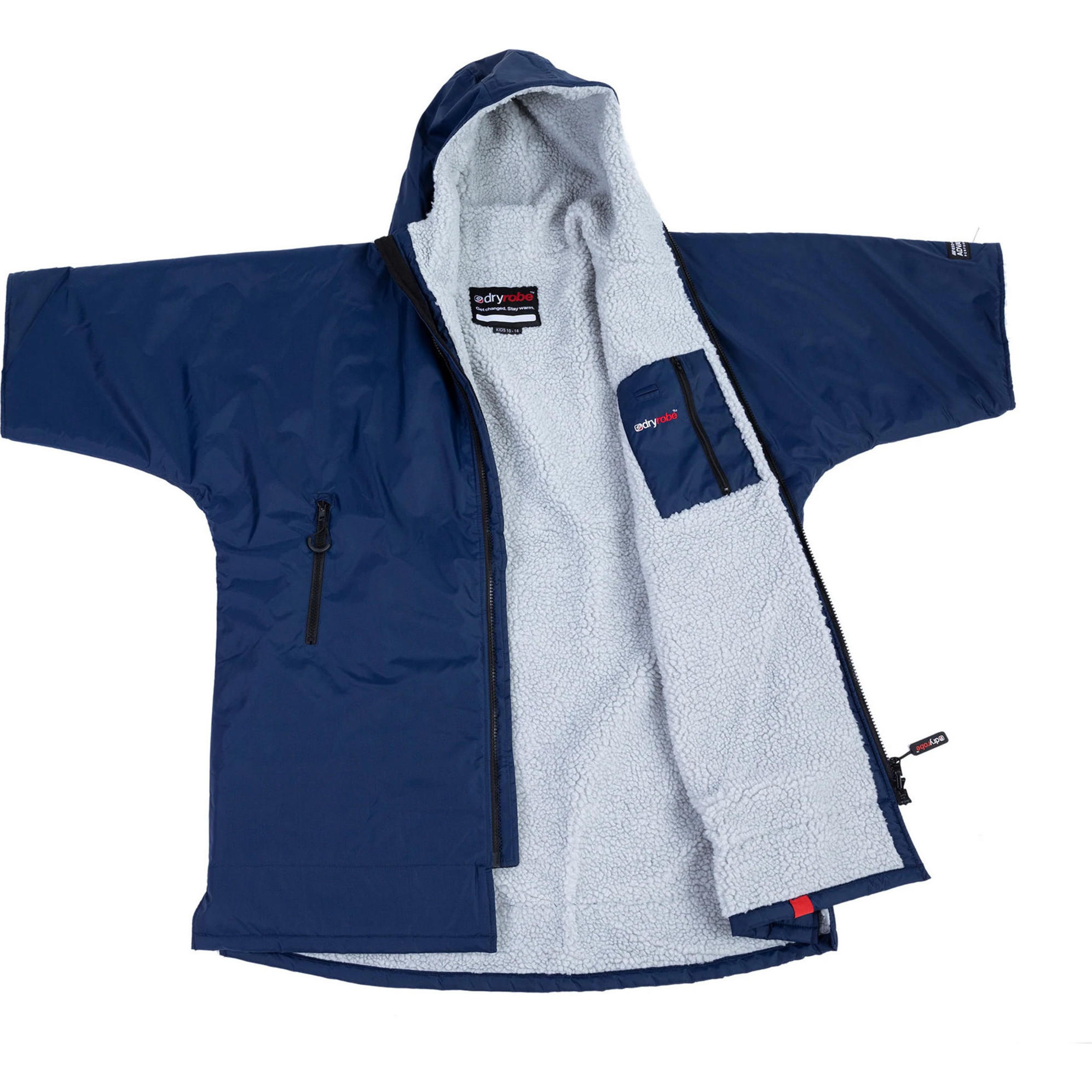 Dryrobe Advance Kids Short Sleeve Premium Outdoor Change Robe ASDABG - Navy / Grey