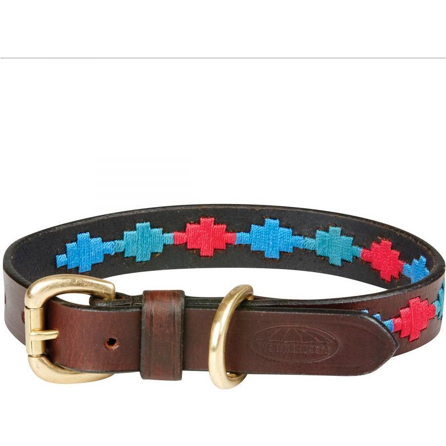 Weatherbeeta Polo Leather Dog Collar 10016990 - Beaufort Brown Emerald Pink Blue