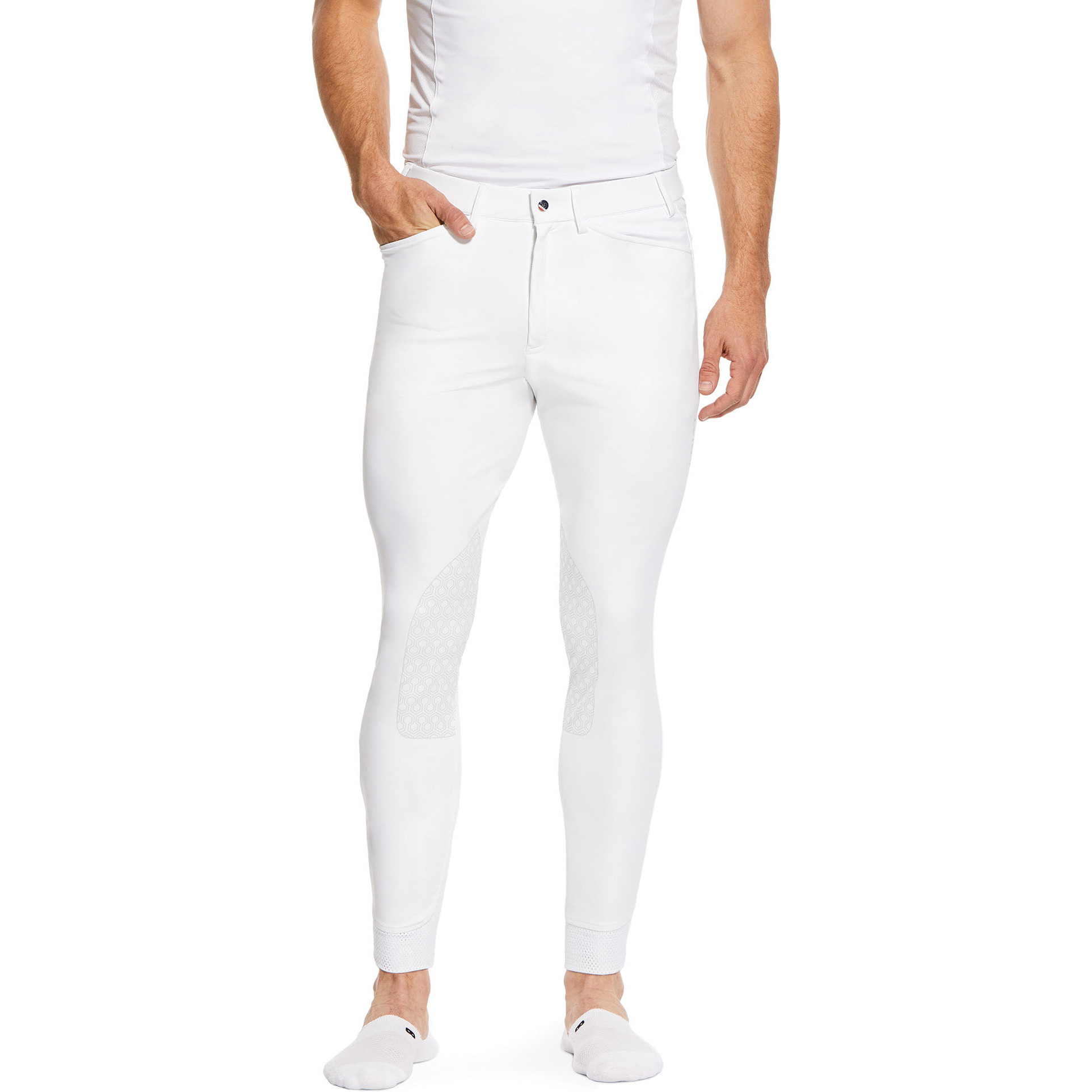 2025 Ariat Mens Tri Factor Grip Knee Patch Breech 10030545 - White