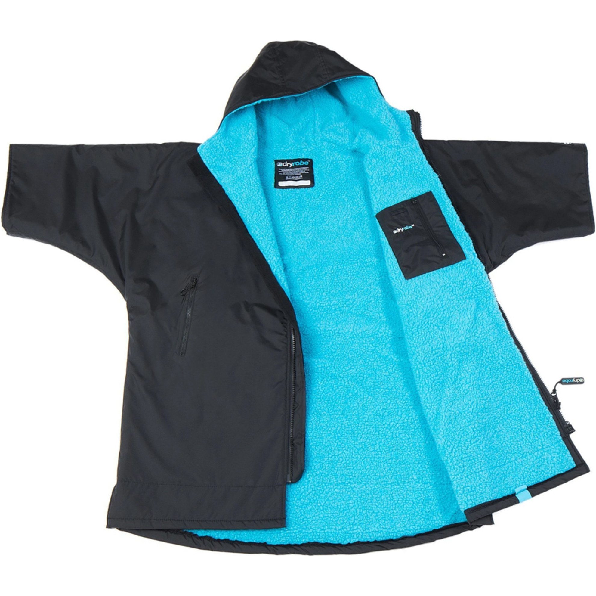 Dryrobe Advance Kids Short Sleeve Premium Outdoor Change Robe ASDABG - Black / Blue