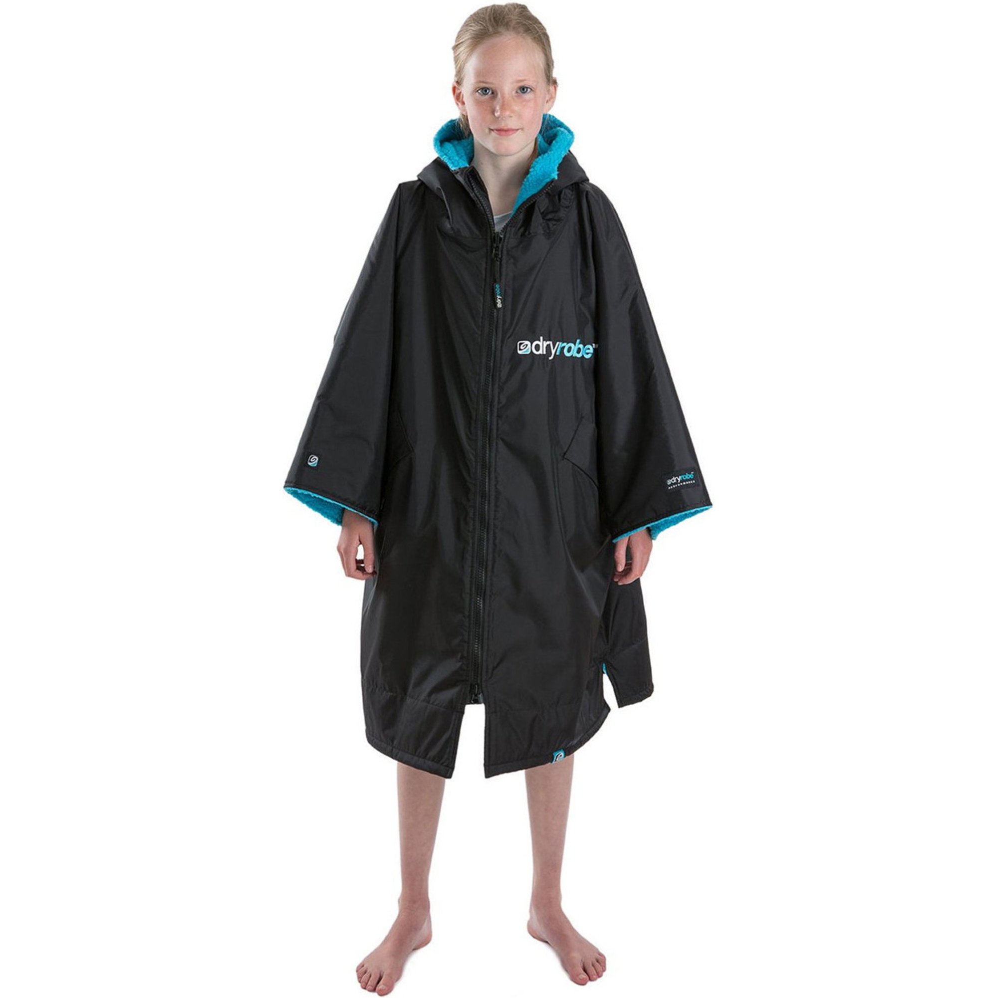 Dryrobe Advance Kids Short Sleeve Premium Outdoor Change Robe ASDABG - Black / Blue