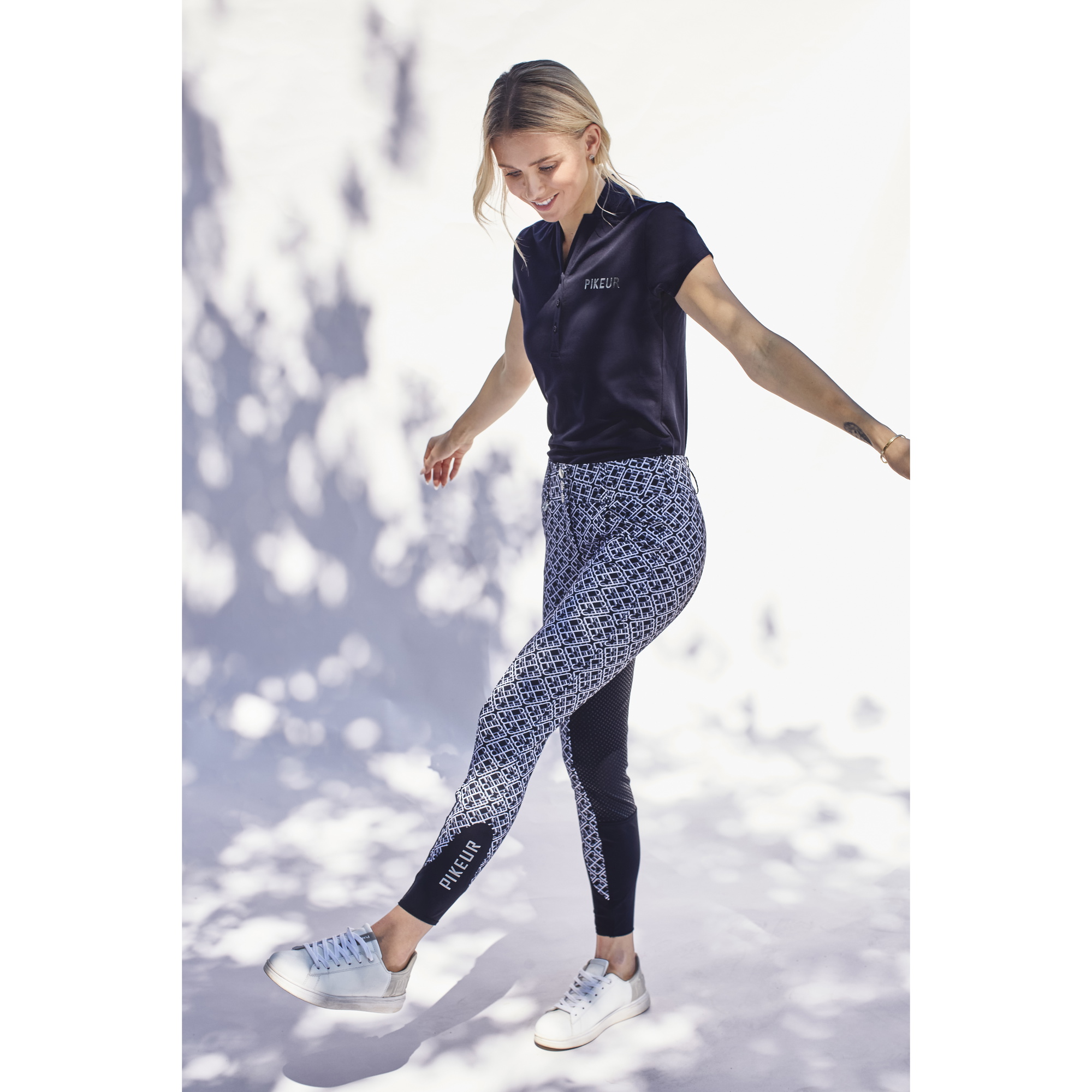 Pikeur Womens Candela Full Seat Grip Print Breeches 141746 406 - Nightblue / Grey / White