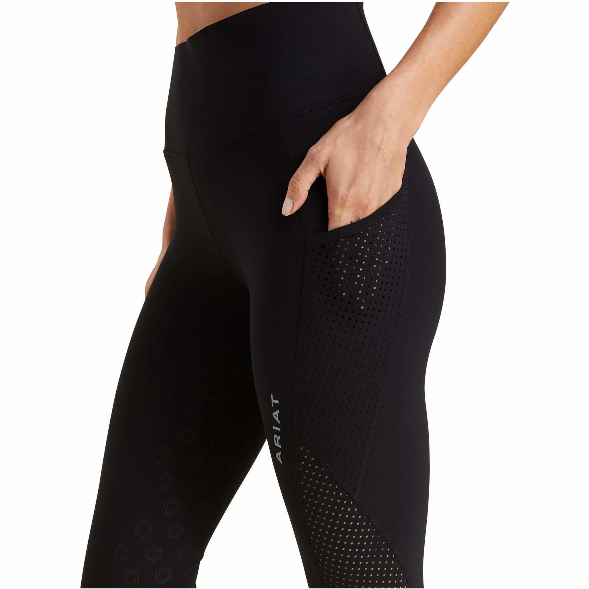 2023 Ariat Womens Breathe Eos Half Grip Recycled Materials Tights 10043401 - Black
