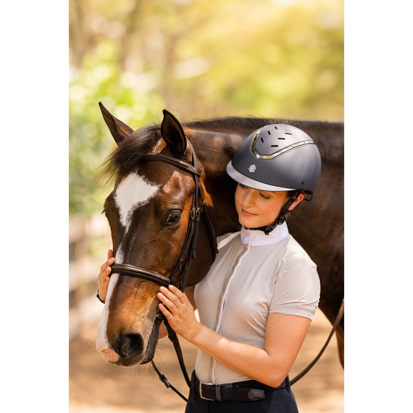 Charles Owen Kylo Standard Peak Riding Helmet KYLOC - Navy Matte / Pewter