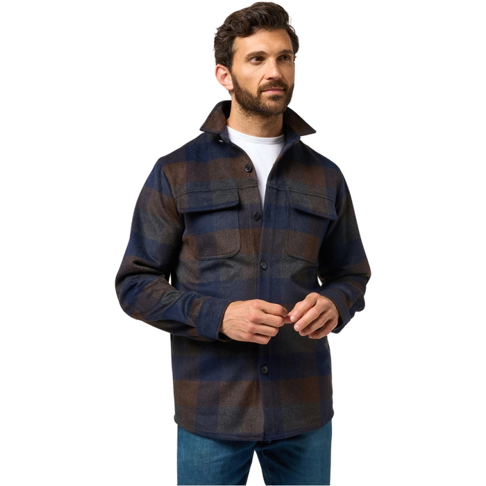 Alan Paine Mens Ripley Plaid Shacket LA2453 - Navy - Mens - Country ...