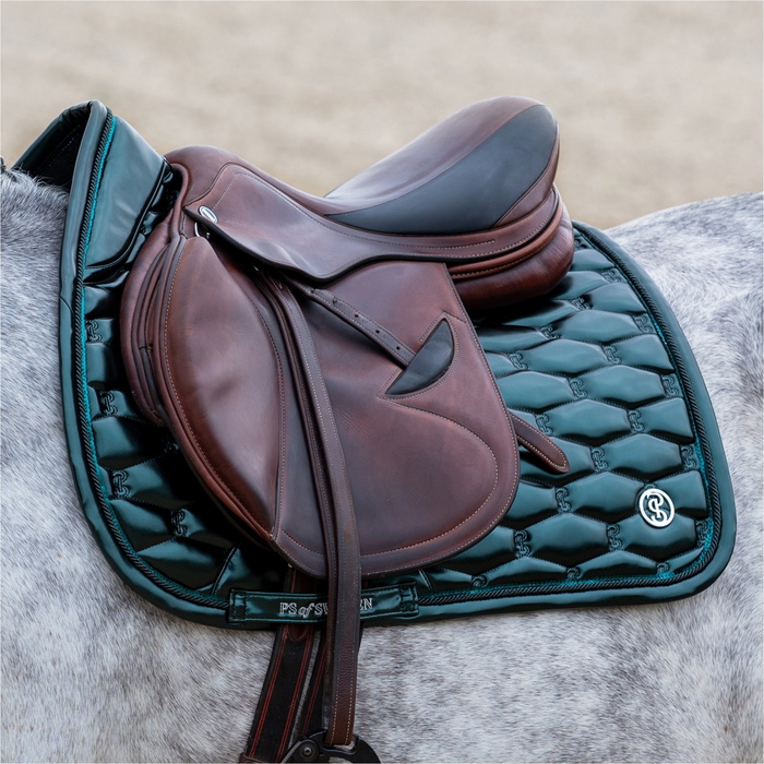 PS Of Sweden Dazzling Metallic Jump Saddle Pad - Mystique Green, Anatomical Design With Quick-Dry Lining