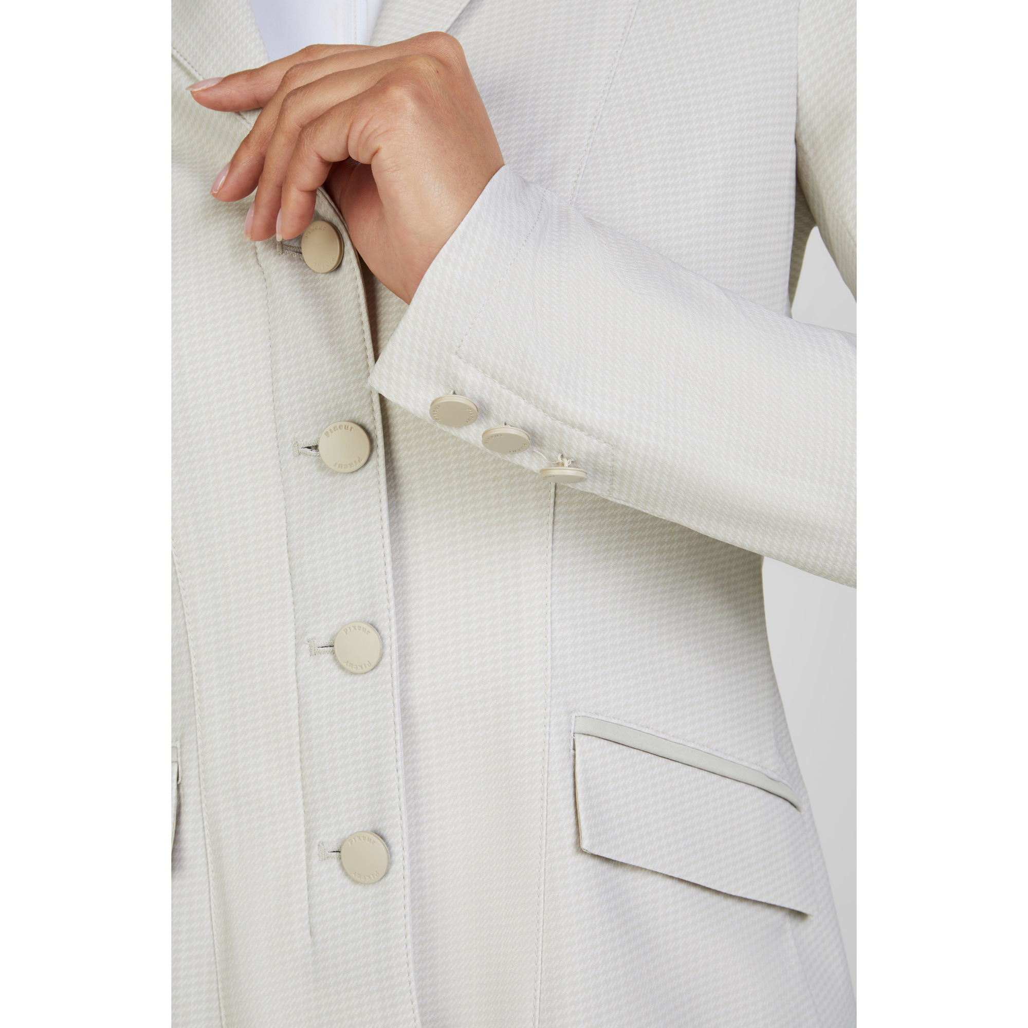 2025 Pikeur Damen Klea Pepita Zeigen Jacke 150930 545 015 - Ivory