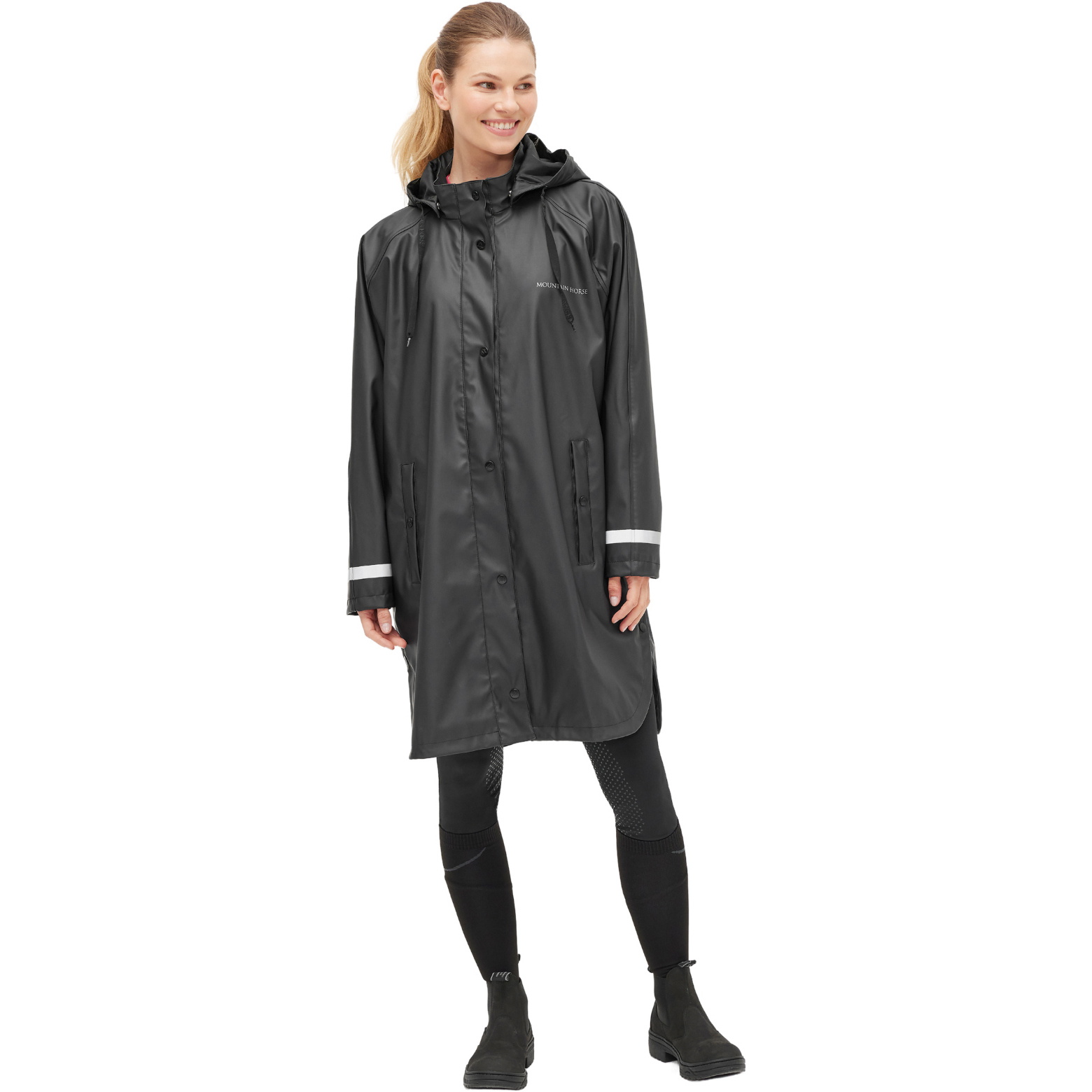 2025 Mountain Horse Damen Nieselregen Regen Poncho 345401 - Black ...