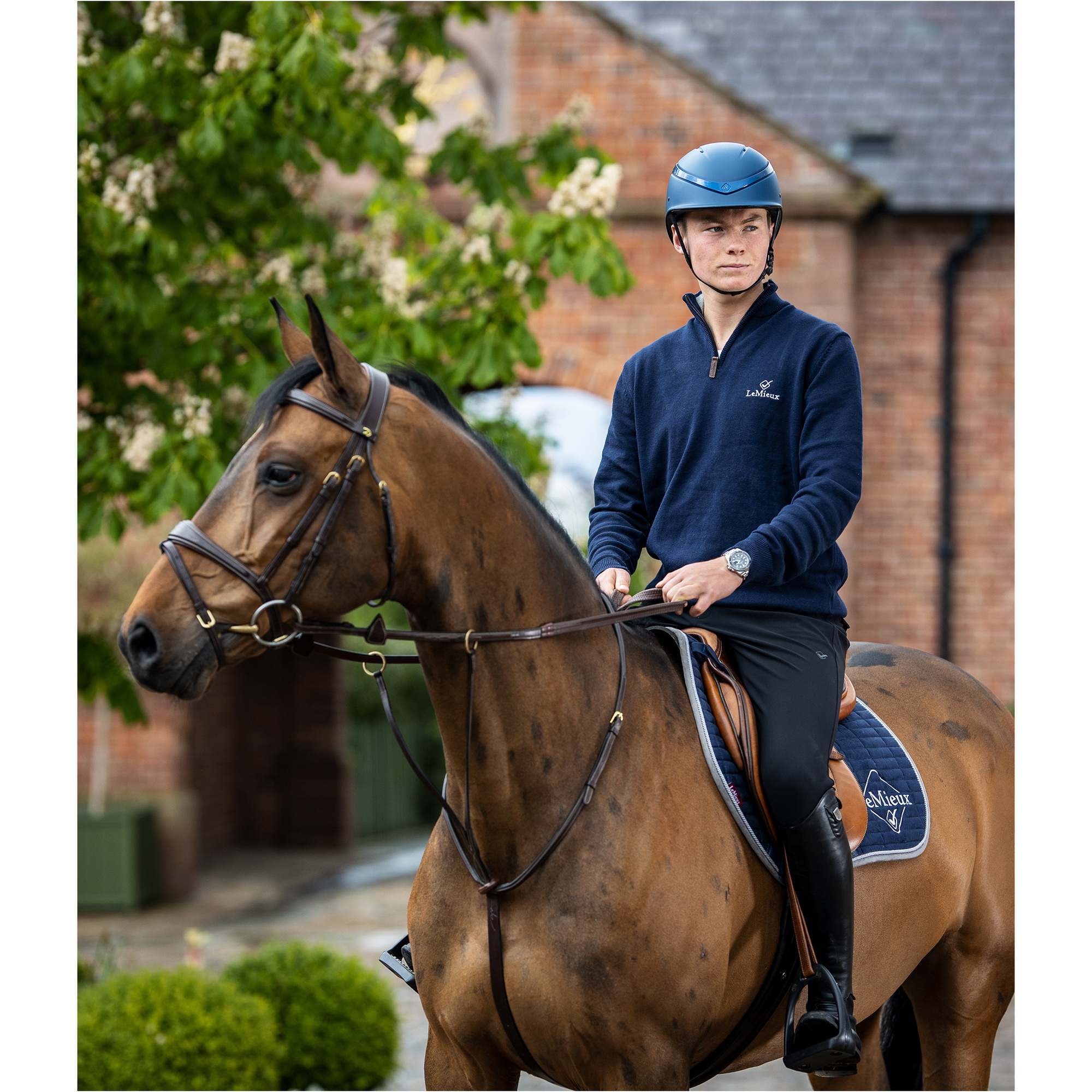 Charles Owen Unisex Luna Helmet & Free Headband - Navy Matt / Navy Gloss