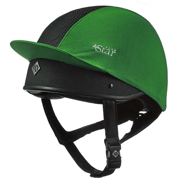 Charles Owen 4 Stern Belüftet Reiten Hut Seide - Emerald Green