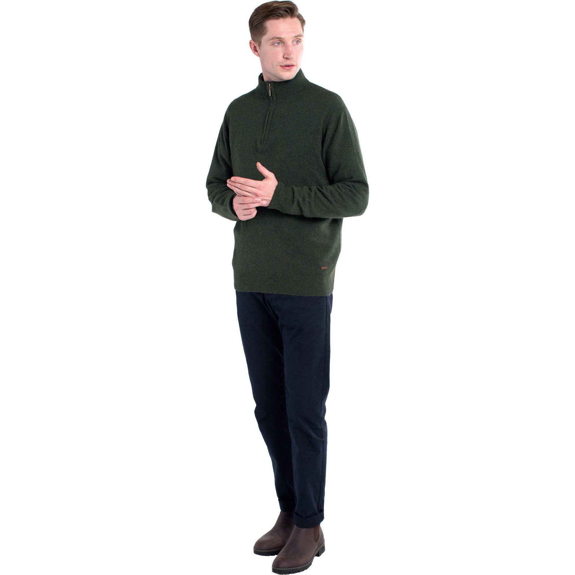 Dubarry Mens Mullen Half Zip Crew Sweater Olive
