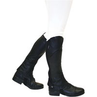 Enfants Étuires Stretch Fit Demi Chaps Avec Piping En Patente Noir
