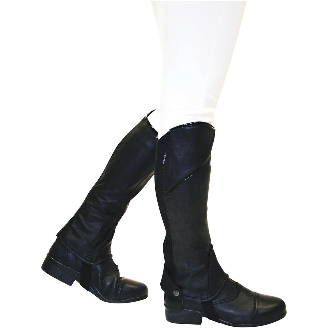 Dublin Stretch Fit Half Chaps Mit Lackpaspel Schwarz