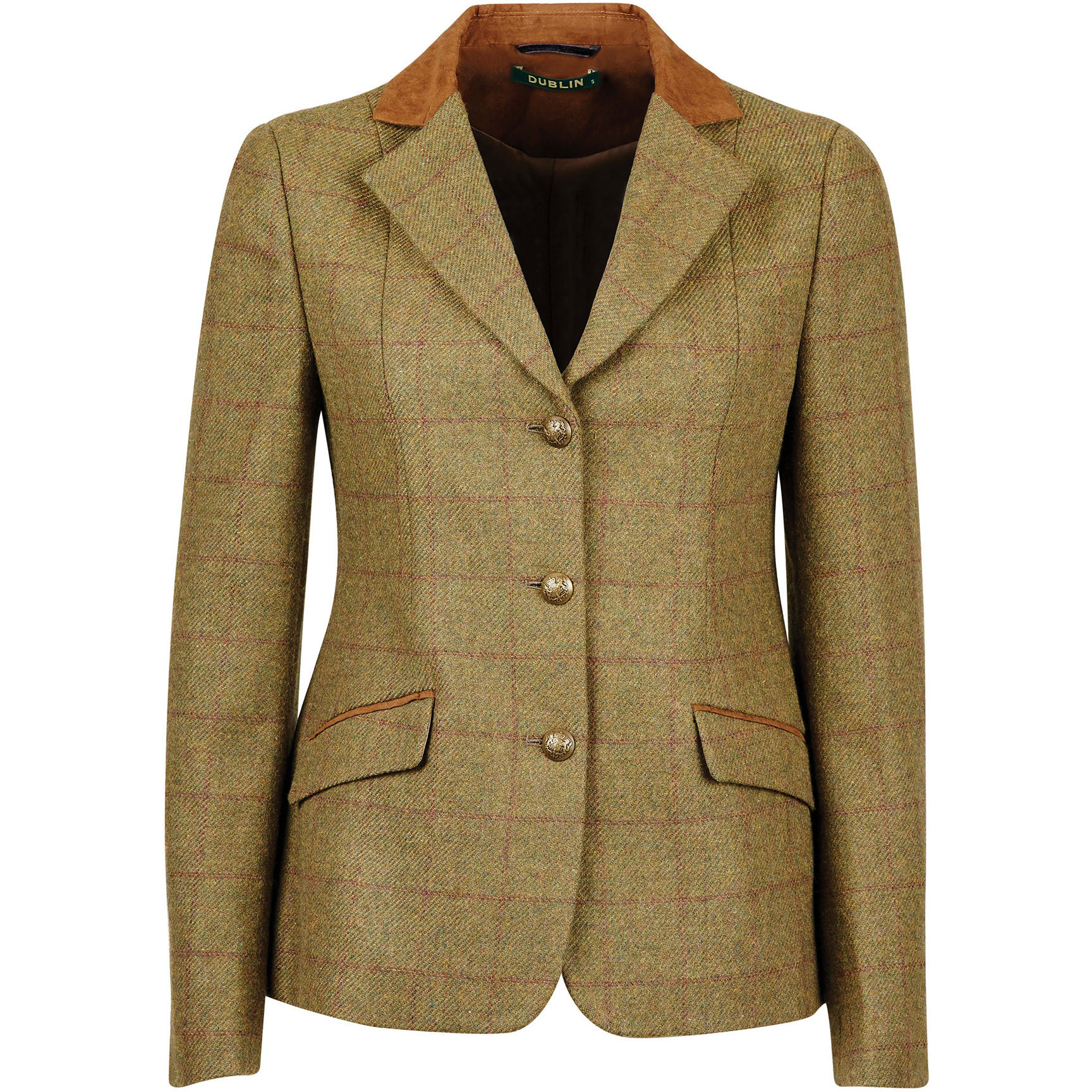 Dublin Womens Albany Tweed Suede Collar Tailored Riding Jacket 100176500 - Brown