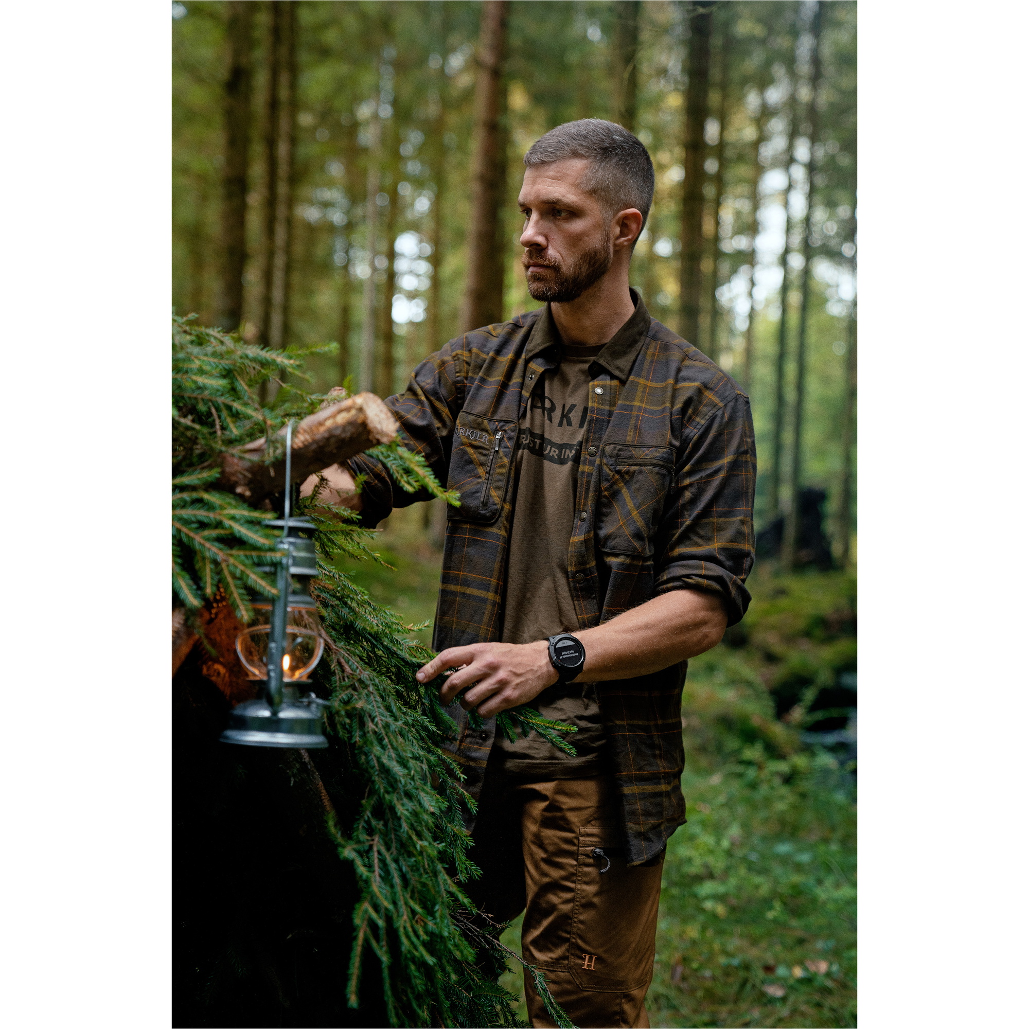 Harkila Herren Pajala Hemd 140102038 - Green / Brown