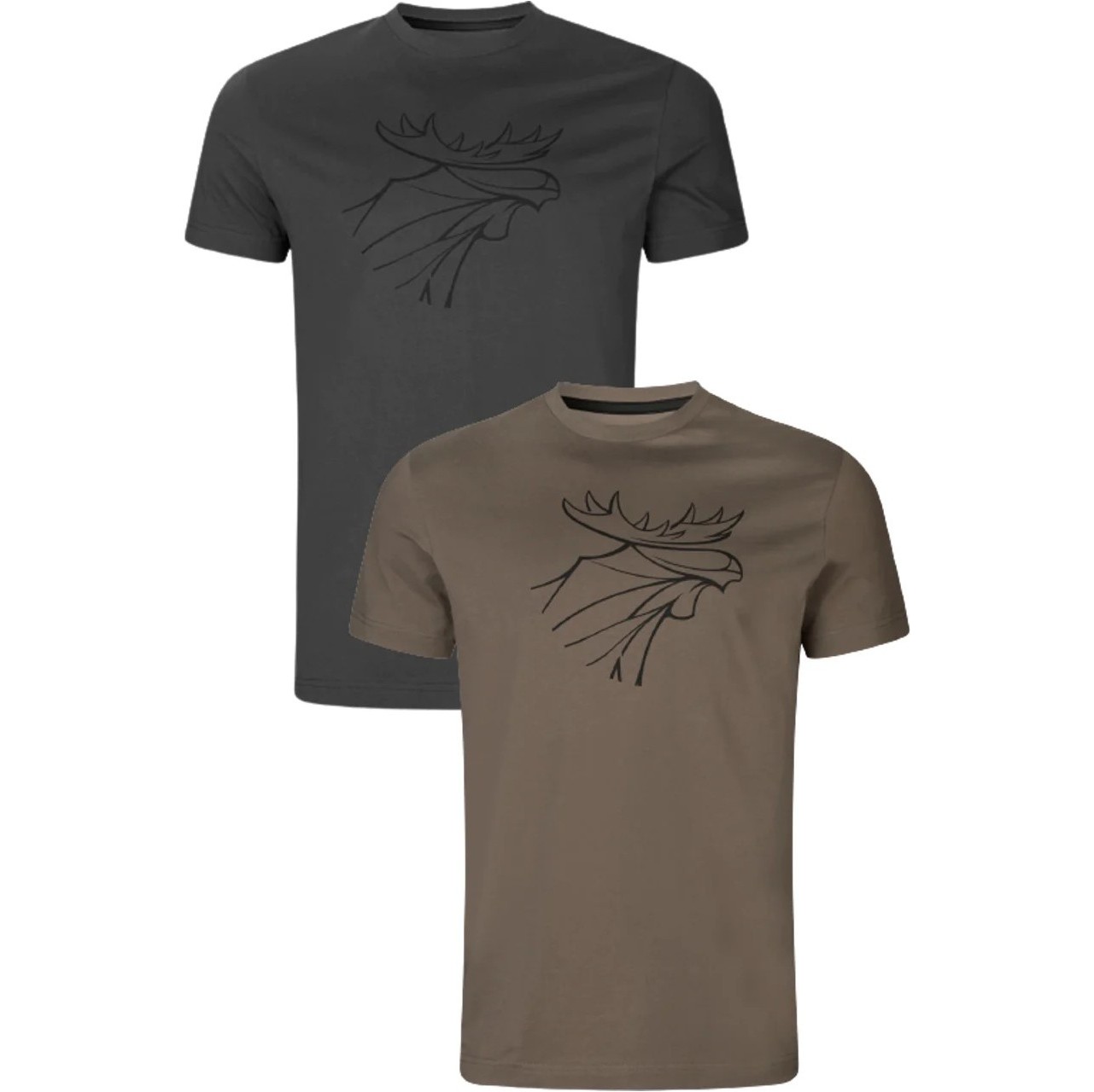 Harkila Herren Grafik T - Shirt 2 Pack 1601049 - Braun Granit / Phantom