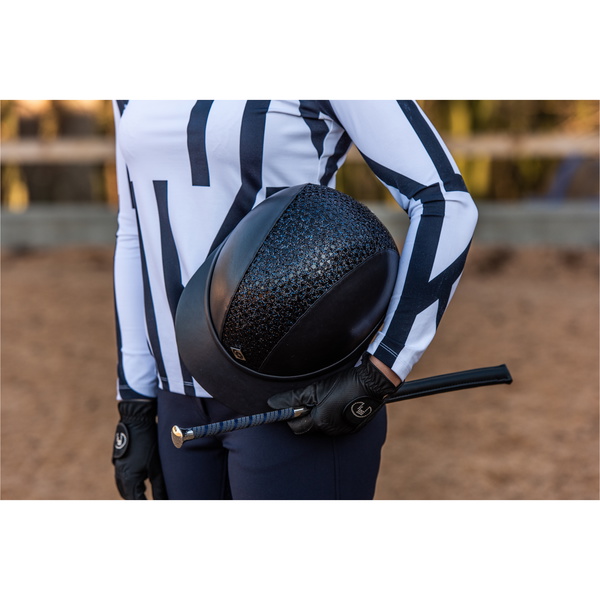 Charles Owen SP8 Plus Leder Look Sparkly Helm SP8PLUS- Black / Sparkle