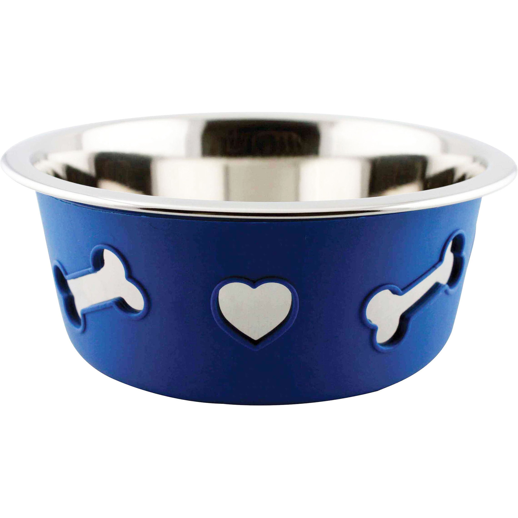 Weatherbeeta Non-Slip Stainless Steel Silicone Bone Dog Bowl - Blue