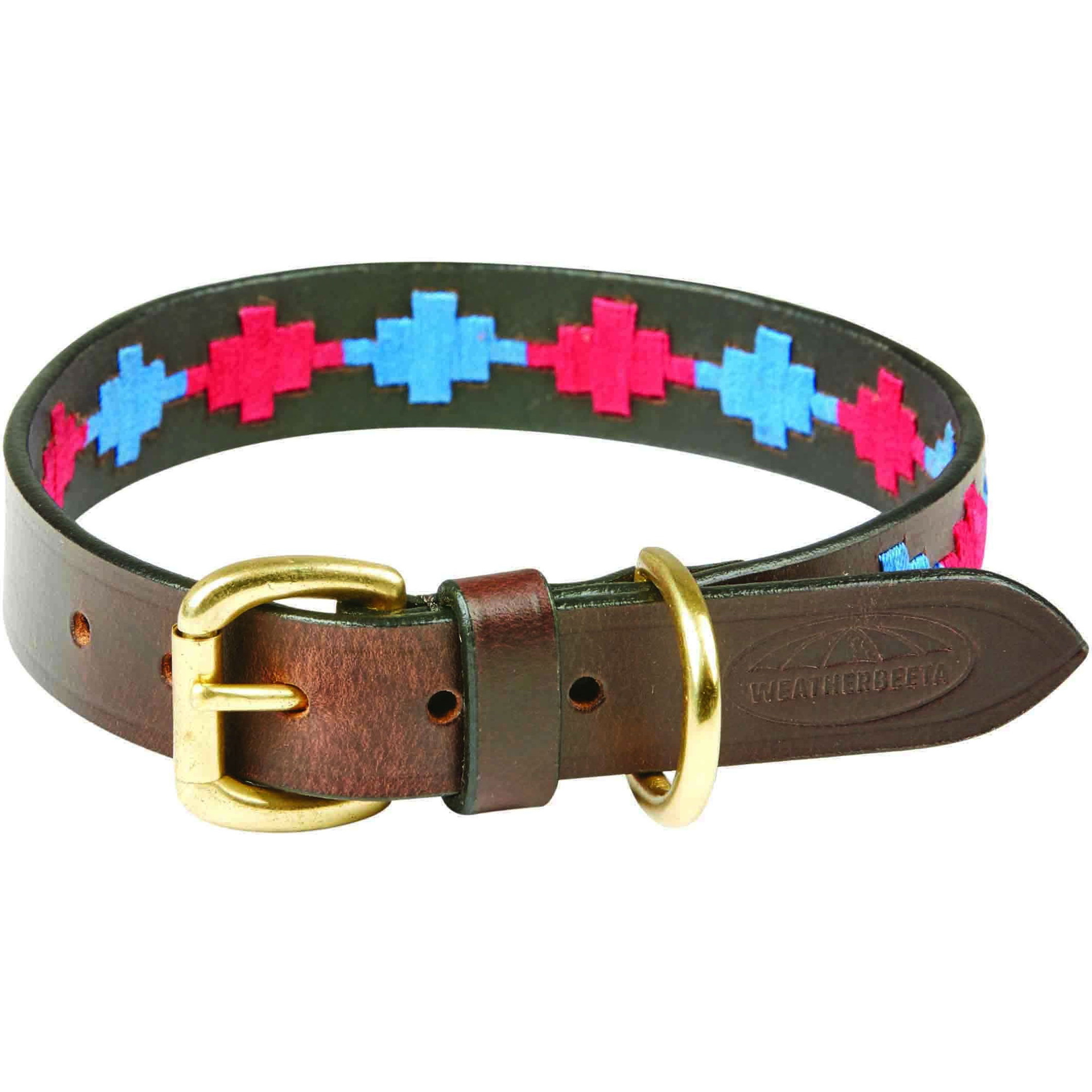 Collier Pour Chien En Cuir Polo Weatherbeeta - Beaufort Marron / Rose / Bleu
