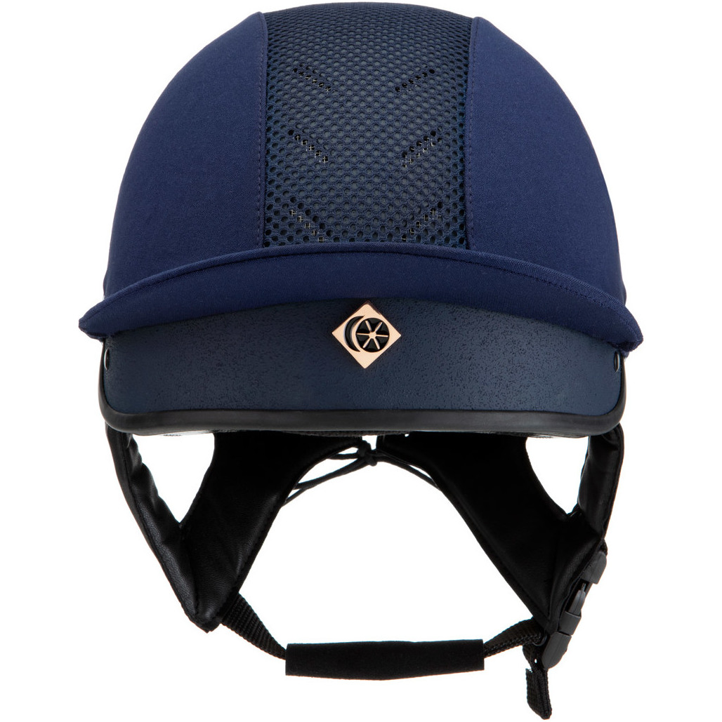 Charles Owen Pro Jockey Skull Riding Helm Mit Stirnband - / Navy Rose Gold