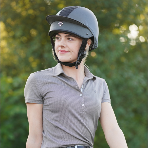 Charles Owen Esme MS1 Pro Skull Riding Hat & Headband ESMEMS1P - Grey / Rose Gold Silk