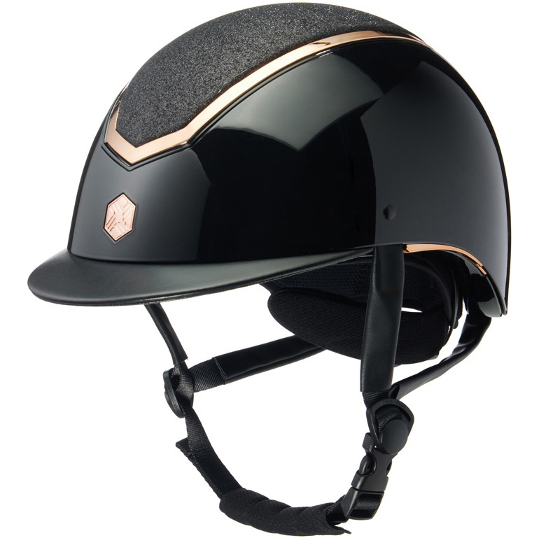 2025 Charles Owen Kylo Casque De équitation à Large Visière KYLOW - Black Gloss / Rose Gold