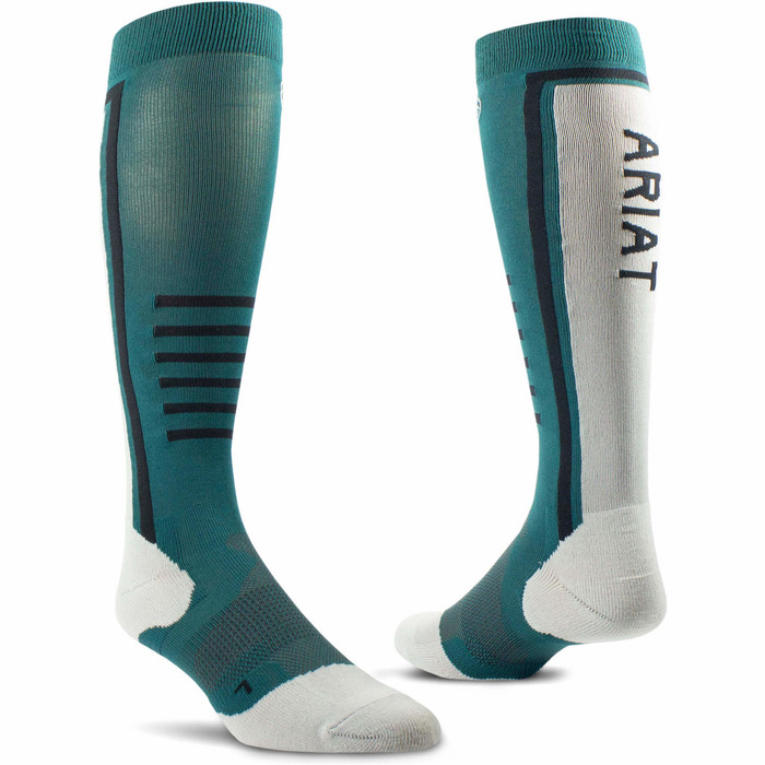 2021 Ariat Tek Slimline Perf Socks 10037860 - Teal / Sea Salt