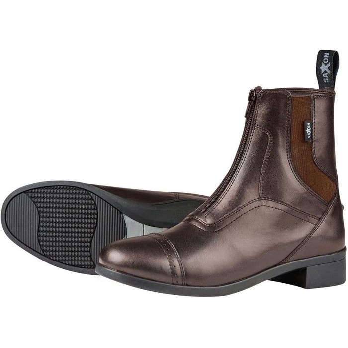 2022 Saxon Junior Syntovia Zipped Paddock Boots 808743 - Brown