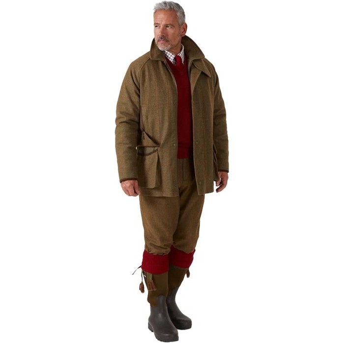 2022 Alan Paine Mens Combrook Tweed Waterproof Field Coat COMGFIE  - Hawthorn