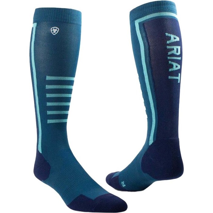 2022 Ariat Ariattek Slimline Performance Socks 10040213 - Saxony Blue / Blue Opal