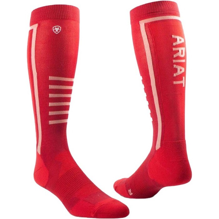 2022 Ariat Ariattek Slimline Performance Socks 10040212 - Red / Punch