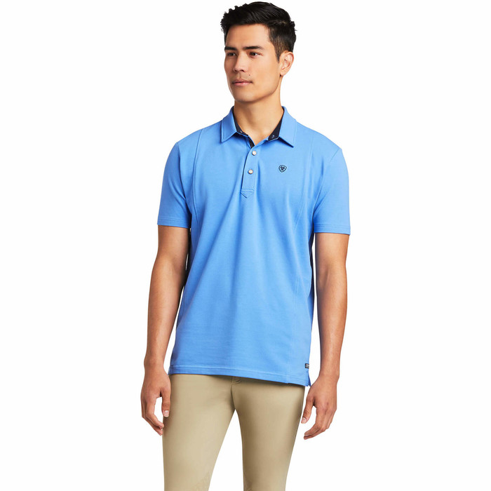 2022 Ariat Mens Medal Short Sleeve Polo Top 10039497 - Blue
