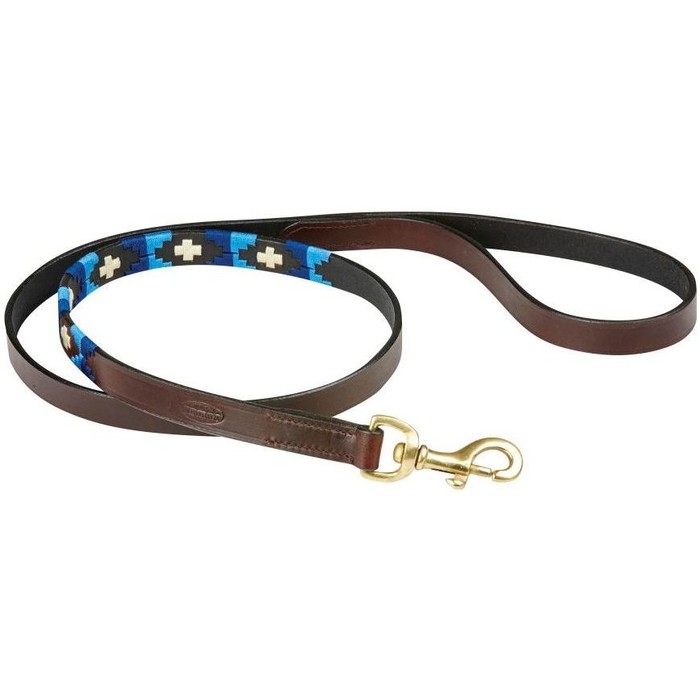 2023 Weatherbeeta Polo Leather Dog Lead 10016980 - Brown / Blue