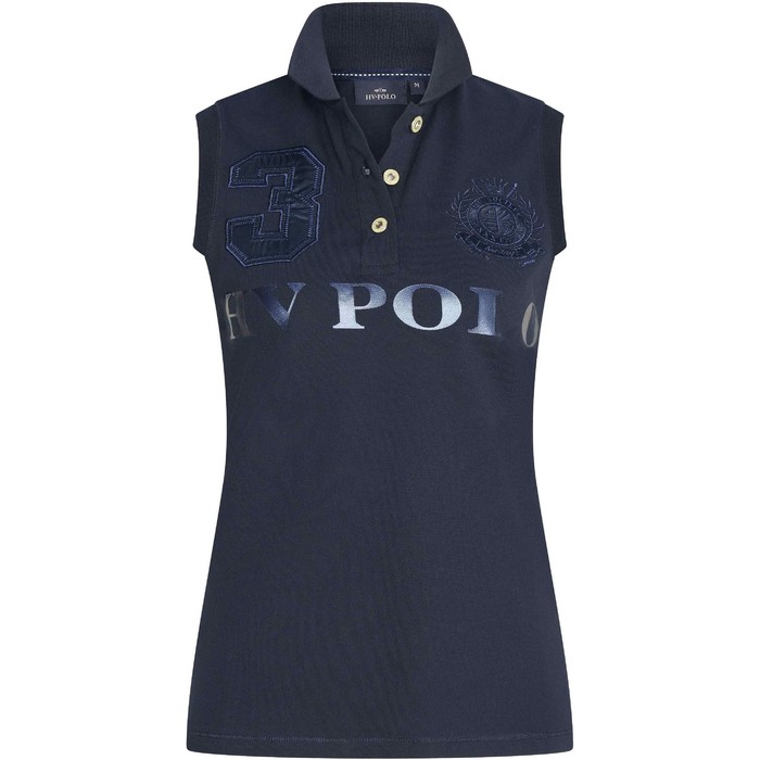2023 HV Polo Womens Favouritas Sleeveless Polo Shirt 403093416 - Navy Metallic