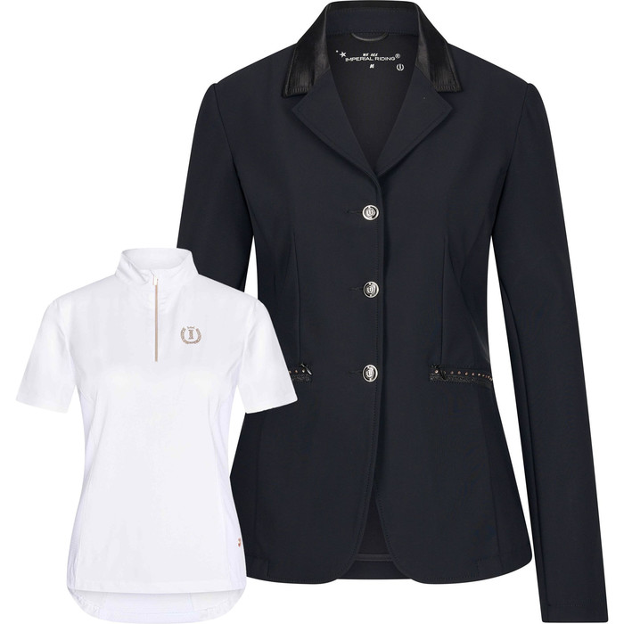 2023 Imperial Riding Womens Competition Blazer & Speedy Tech Top Rose Gold Bundle CBTT23 - Black / Rose Gold / White