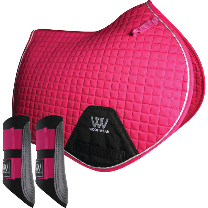 2022 Woof Wear Close Contact Saddle Cloth & Club Brushing Boots Bundle WS0003WB0003 - Berry