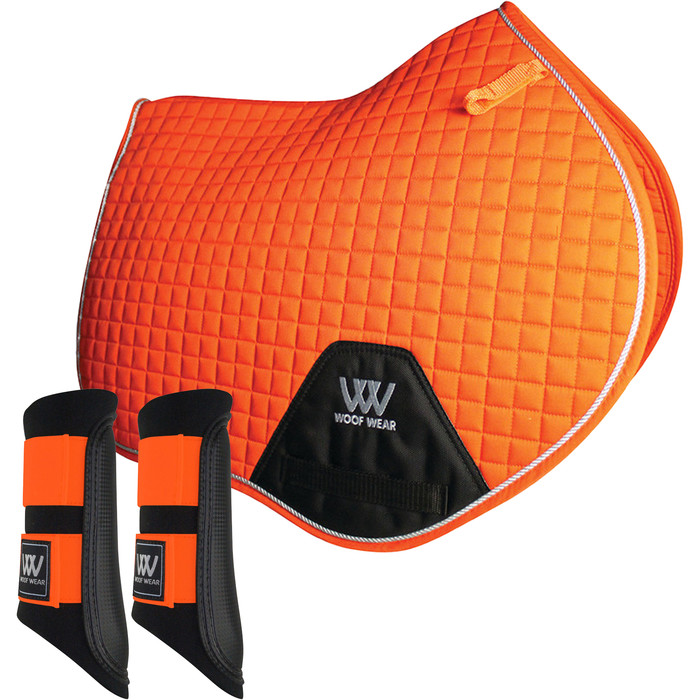 2022 Woof Wear Close Contact Saddle Cloth & Club Brushing Boots Bundle WS0003WB0003 - Orange