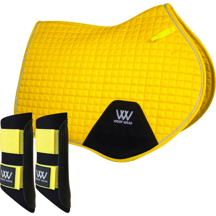 2022 Woof Wear Close Contact Saddle Cloth & Club Brushing Boots Bundle WS0003WB0003 - Yellow