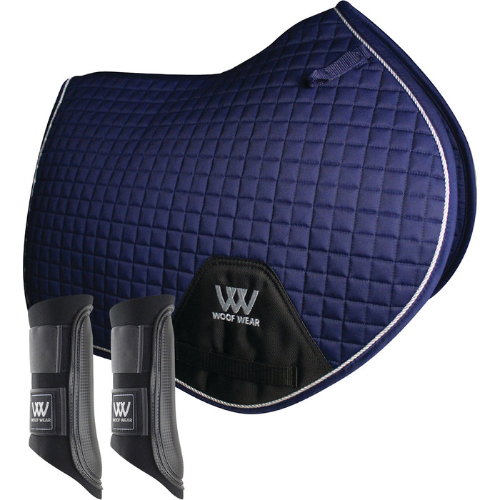 2022 Woof Wear Close Contact Saddle Cloth & Club Brushing Boots Bundle WS0003WB0003 - Navy