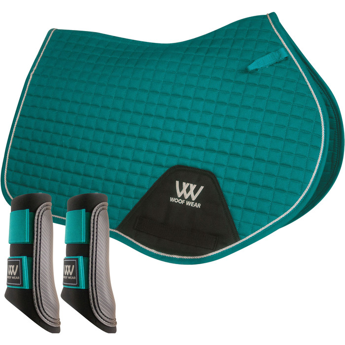 2022 Woof Wear Close Contact Saddle Cloth & Club Brushing Boots Bundle WS0003WB0003 - Ocean