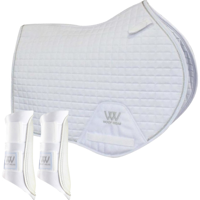 2022 Woof Wear Close Contact Saddle Cloth & Club Brushing Boots Bundle WS0003WB0003 - White